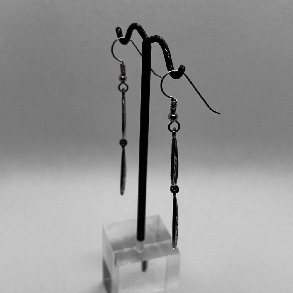 Vintage Hunner Earrings 925 Sterling Silver Dangle Drop Hook Signed - Picture 8 of 10